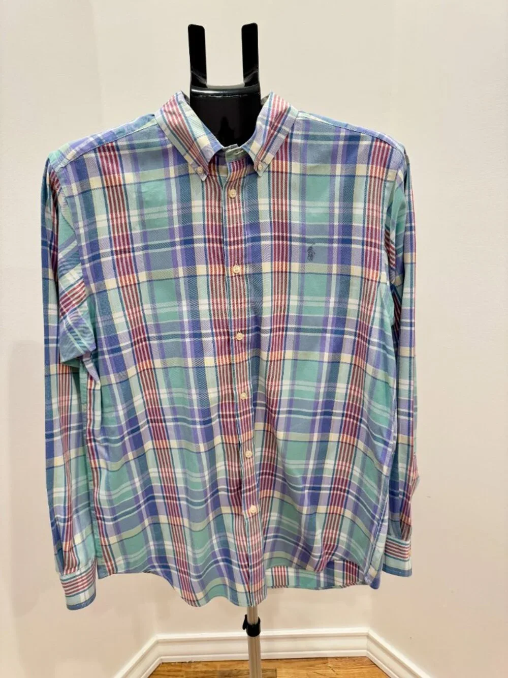 Polo Ralph Lauren Pastel Plaid Button Down Shirt Youth XL 18-20 Fit Mens XS EUC